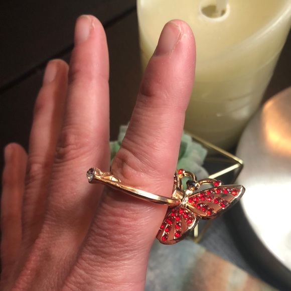 #63- ❤️NWOT Cell Phone Ring Stand Holder Grip in Red Sparkle Butterfly ❤️ - Picture 12 of 16